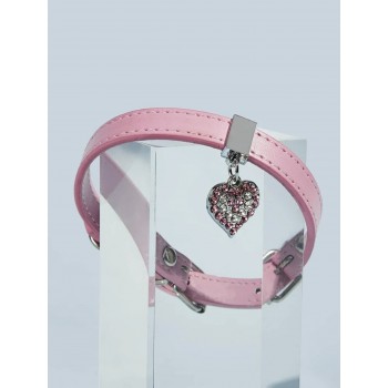 Pink dog collar with a LOVE heart