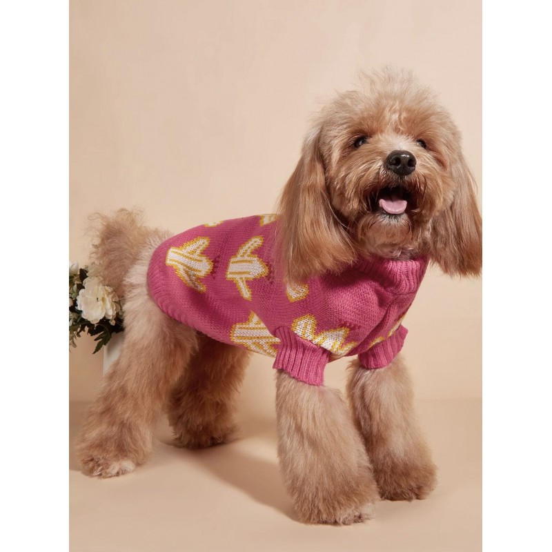 Pink dog sweater with cactus motif Stepbypet.pl