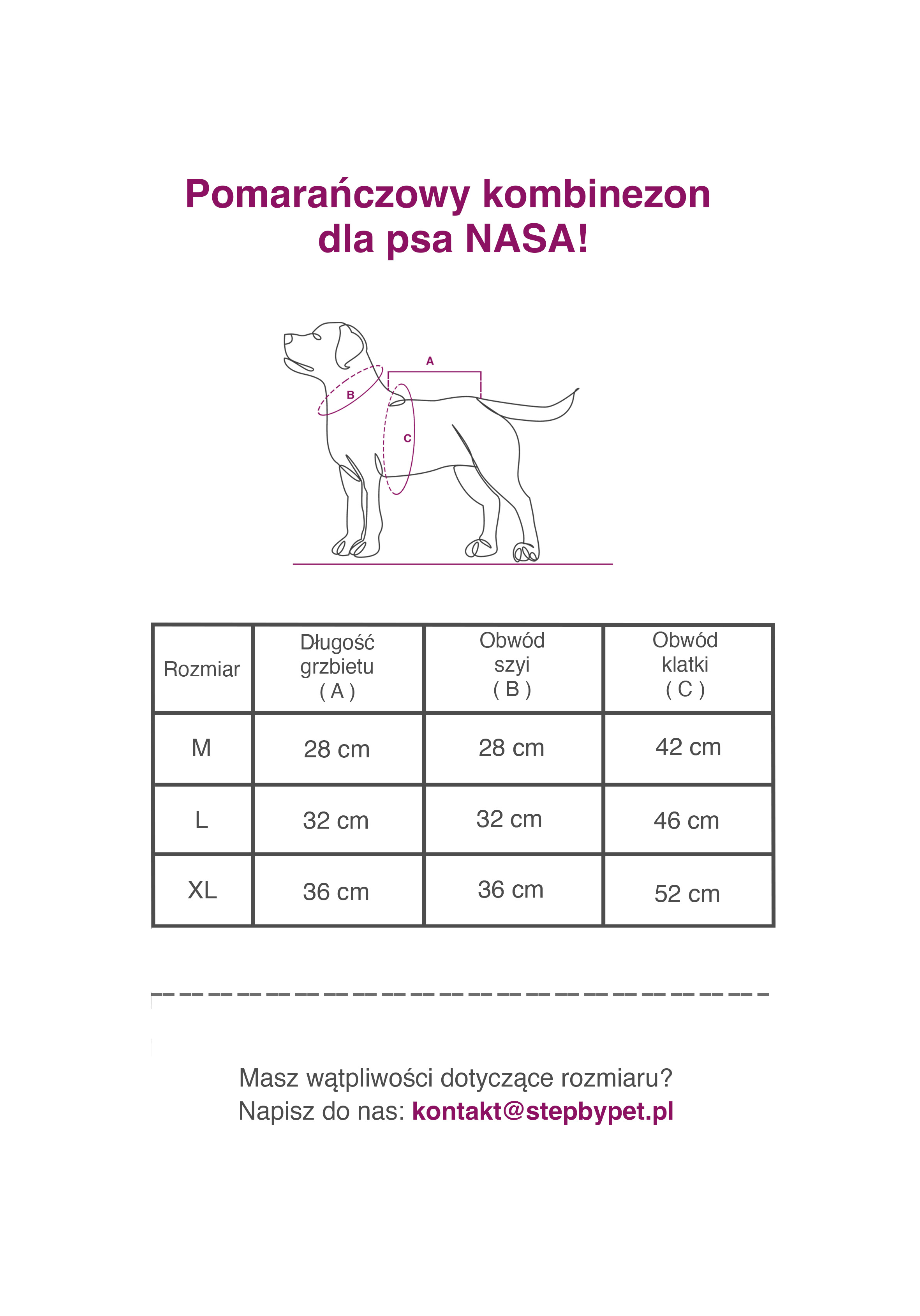 pomarańczowy kombinezon dla psa NASA!